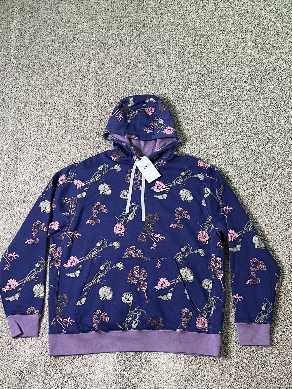 Nike Sportswear Club Fleece Floral Print Pullover Hoodie Men’s Size XL